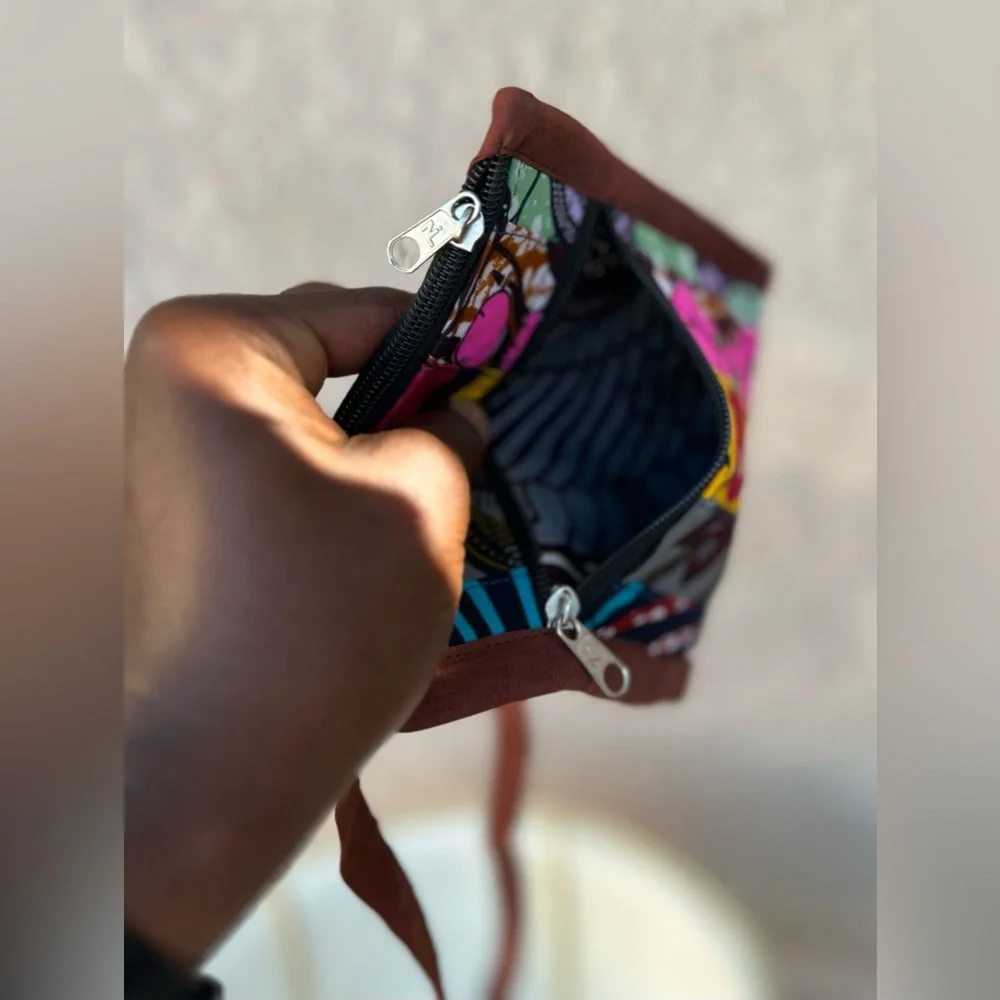 NW 💯 Cotton Patch Vlisco Fabric Crossbody Purse Sz 6”x 6”